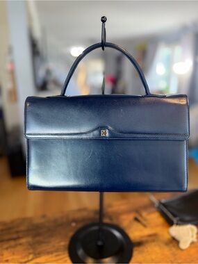 Givenchy Navy Blue Leather “4G” top handle bag. EUC